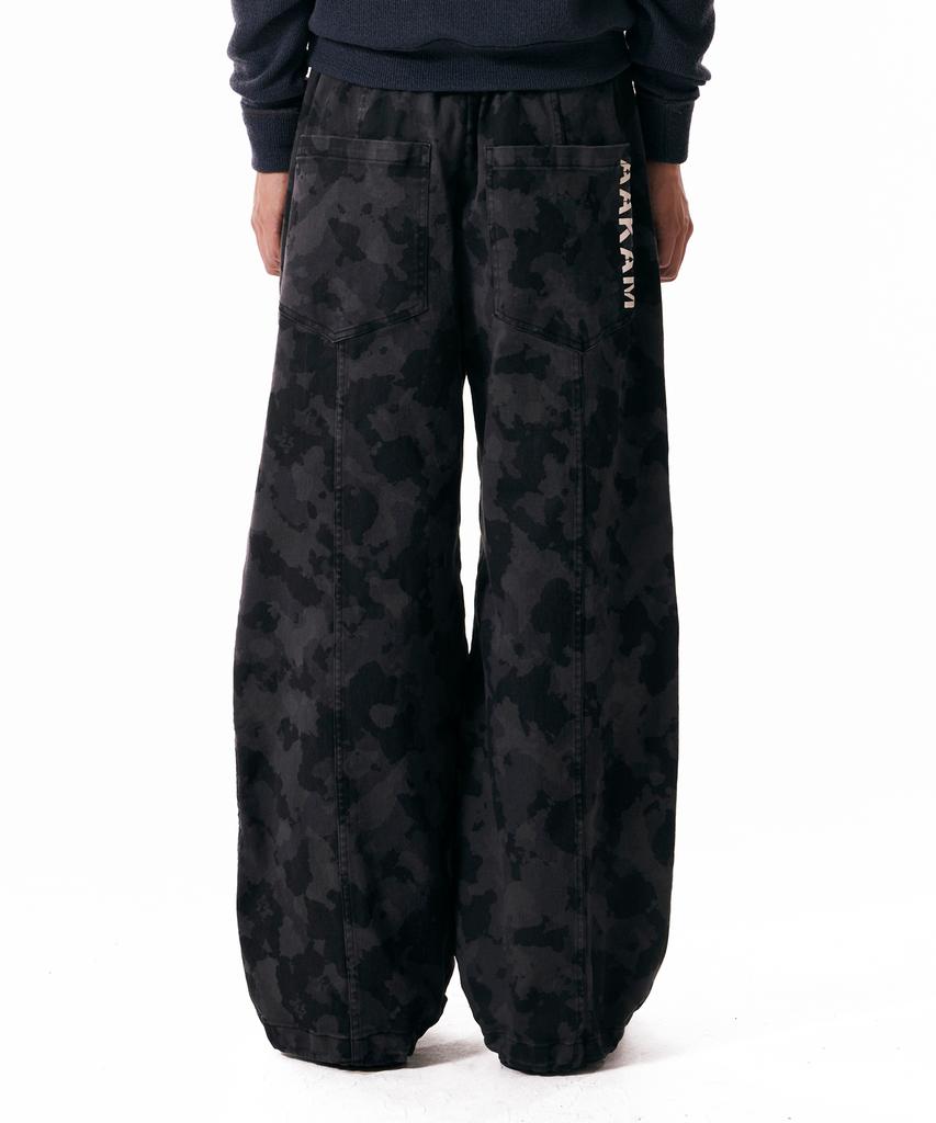 AAKAM Knee Pin-Tuck Camouflage Twill Pants (Black)