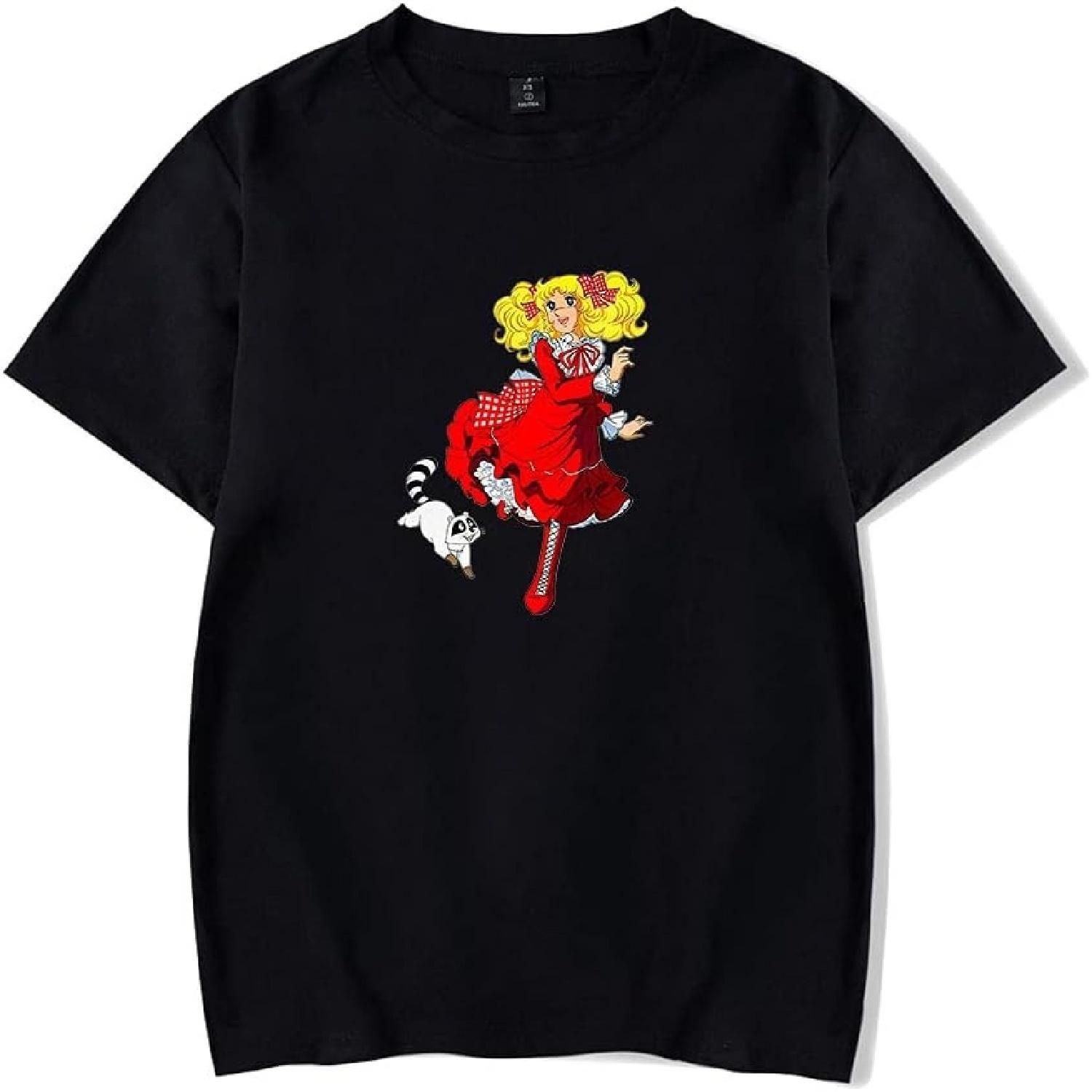 WJHYWDH New Anime T-Shirt Merch Candy Candy Casual Short Sleeved T Shirt Unisex Tee S