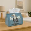 1pc Checkered Lid Tissue Box with Seagull Moin Design - Durable Fabric Suitable For, Compact Tissue Dispenser for Kitchen & Living Room Storage, Decor