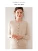 Retro Women's Grey Cable Knit Cashmere Cardigan Sweater - Round Neck, Long Sleeve, Open Front