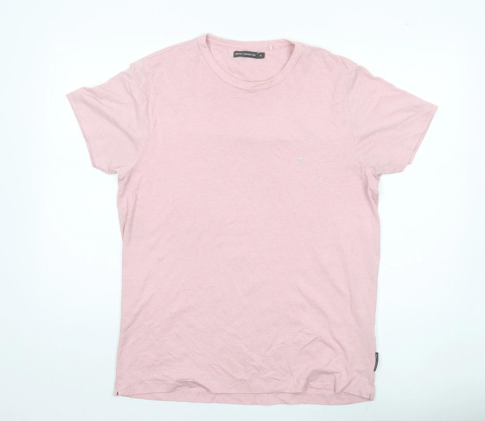 

French Connection Men s Pink XL Crew Neck Cotton Blend T-Shirt 3XL