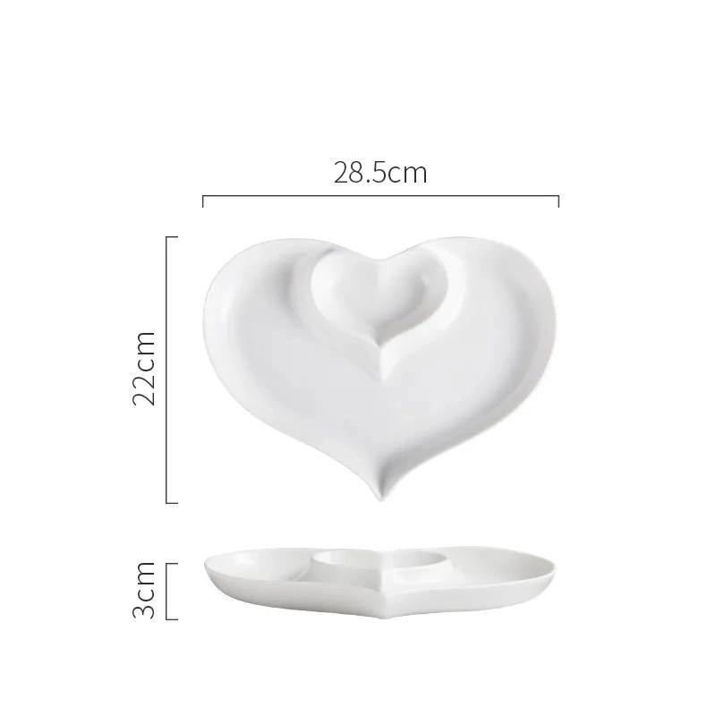 

Керамическая тарелка для пельменей с соусницей - Персонализированная секционная тарелка для закусок на завтрак и аперитивы Heart L