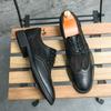 Britain Men Pointed Black Breathable Mesh Patchwork Casual Dress Homecoming Brogues Shoes Male Formal Wedding Oxfords Footwear