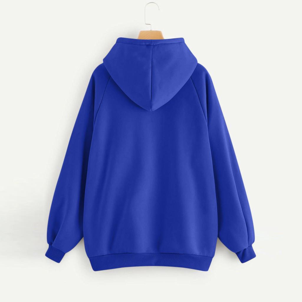 Kapuzenpullover Langarm mit Tasche Damen Freizeit Unifarben