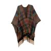 Retro Plaid Sleeved Shawl