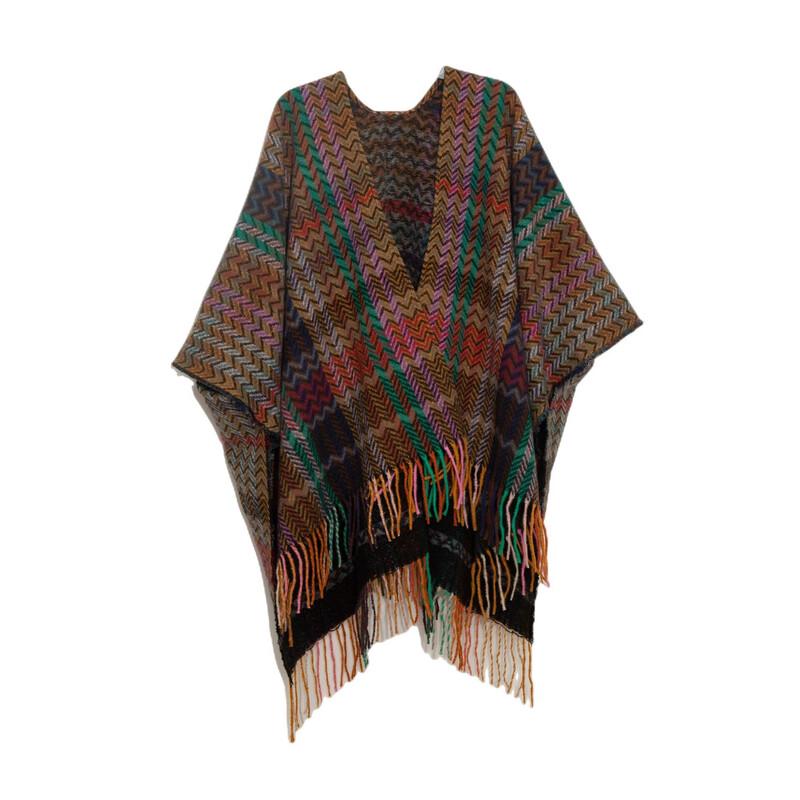 Retro Plaid Sleeved Shawl