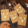 Halloween Event Supplies Candy Bags with Luminous Pumpkin Ghost Prints, Thickened Night Glowing Holiday Paper Gift Bags, Trick or Treat Party