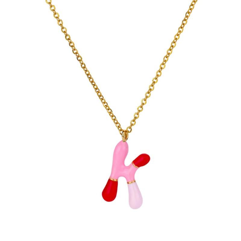Necklace Women's Color Epoxy Bubble Sensing Dopamine Letter Pendant English Letter Necklace