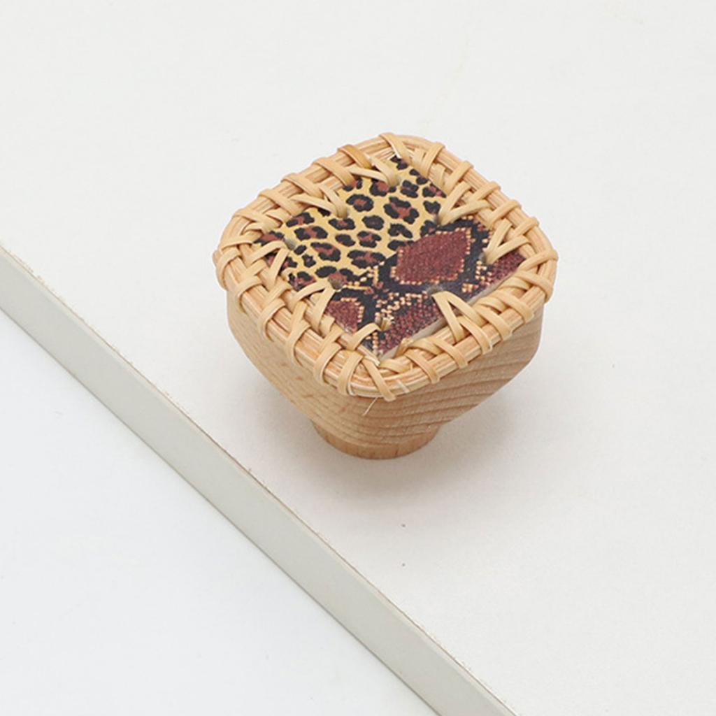 Handmade Cabinet Pulls Rattan Wooden Dressers Knob Vintage Drawer Door Pulls Handles Kitchen Bedroom Furniture Hardware
