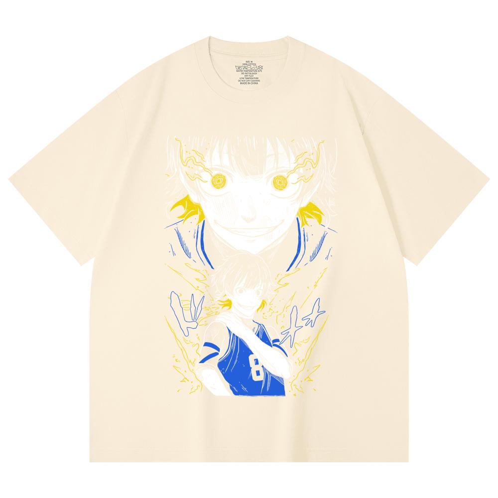 230 Gsm 100 Cotton Blue Lock V2 Bachira Print Unisex Heavy Cotton T Shirt XS абрикосовый 1580₽