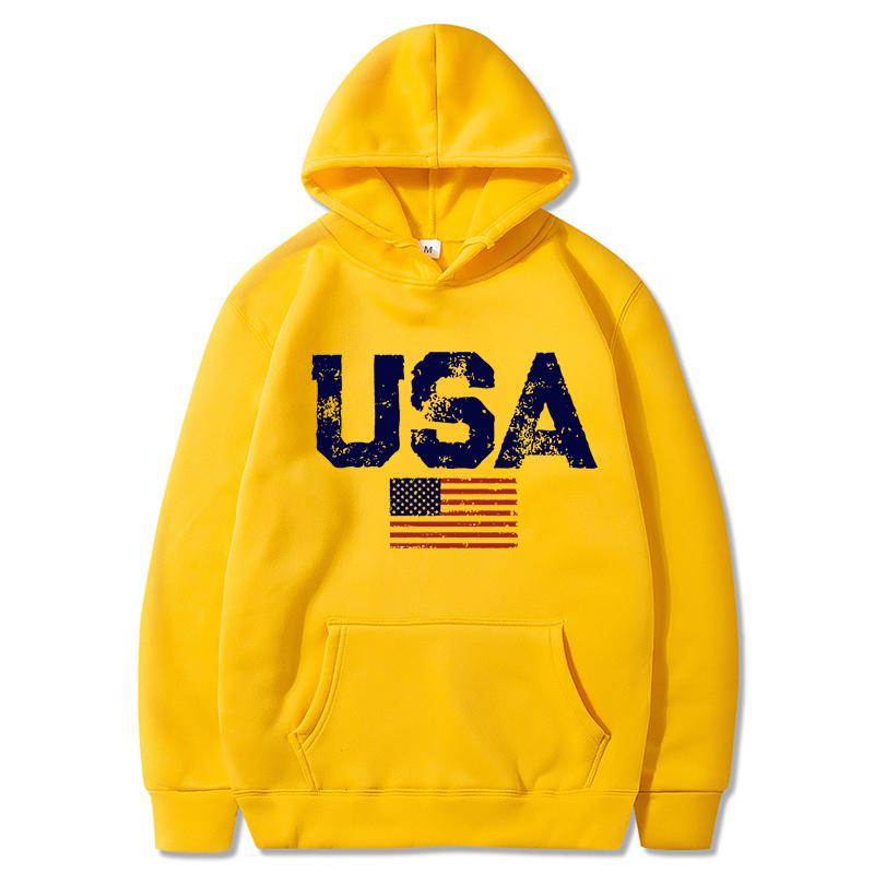 

Сша буквы американский флаг звезды и полосы мужская одежда свободная толстовка с круглым вырезом осенний пуловер толстовки повседневная карманная толстовка M