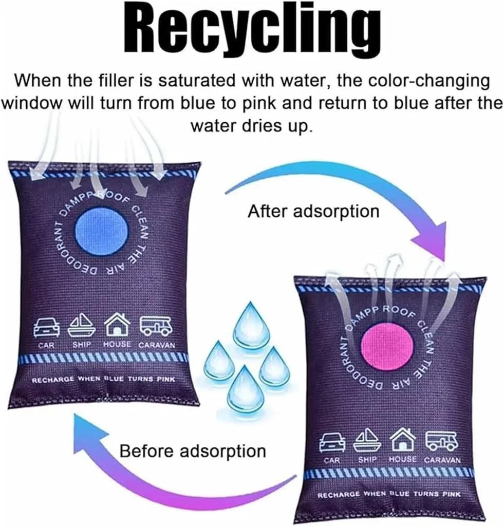 Reusable Silicone Dehumidifier Bag Car Interior Dehumidifier Bag Home Closet Humidity Absorber Bag With Color Indicator,Dehumidification Bag for Car