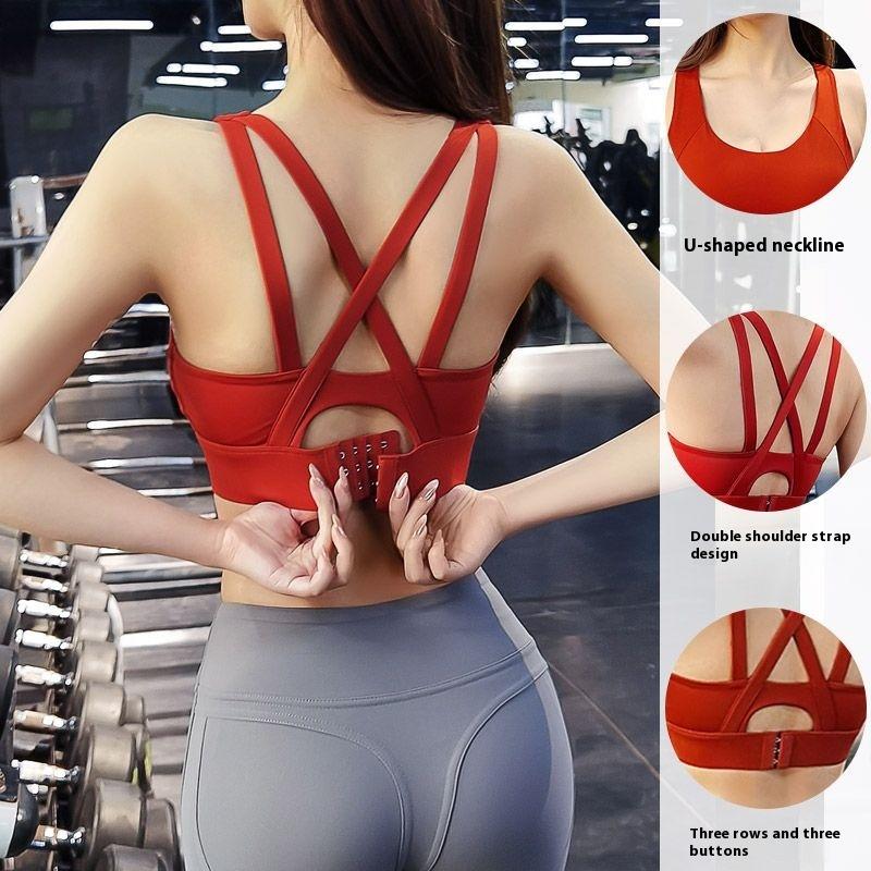 

Противоударное спортивное нижнее белье для йоги, антипровисание, трехмерная цельная чашка, высокопрочный бюстгальтер для бега S красный