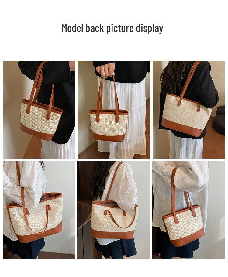 2025 Retro Strohgewebte Damen Schulter-Tragetasche mit großer Kapazität
