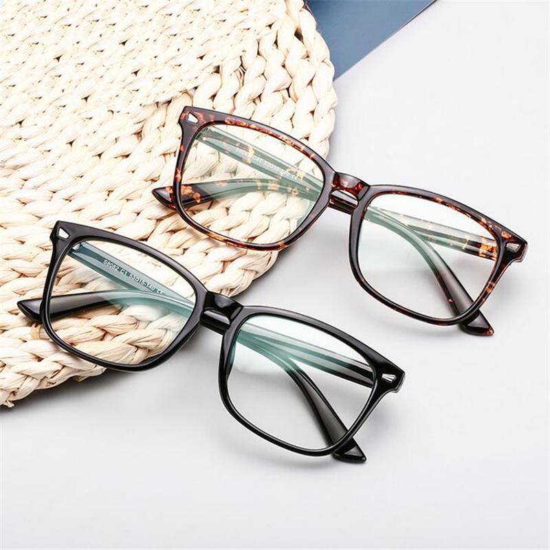 Rice Nails Anti-blue Light Square Computer Glasses for Women Men Short-sight Eyewear PC Prescription 0 to -6.0
