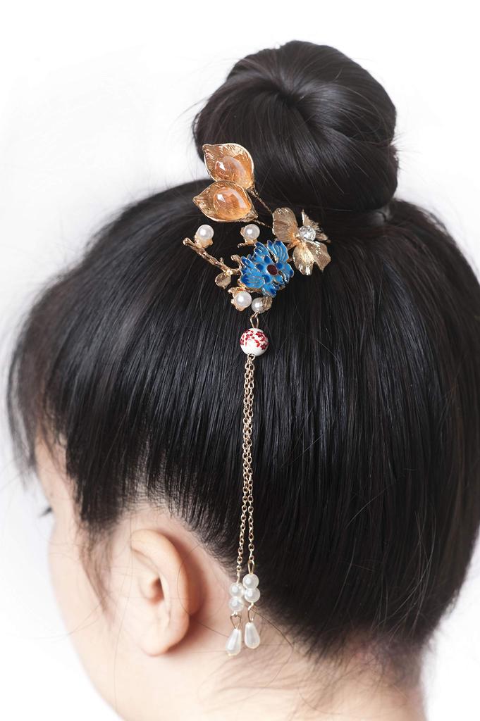 Donalee Kanzashi Hair Asian Set of Ornaments, Style, 2, Women's (Red)