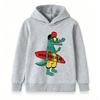 Kids Boys Girls Hoodie, Cool Cartoon Crocodile Surfer Wave Riders Pattern Pullover Hooded Sweatshirt, Casual Long Sleeve Lightweight Top for Daily Hol