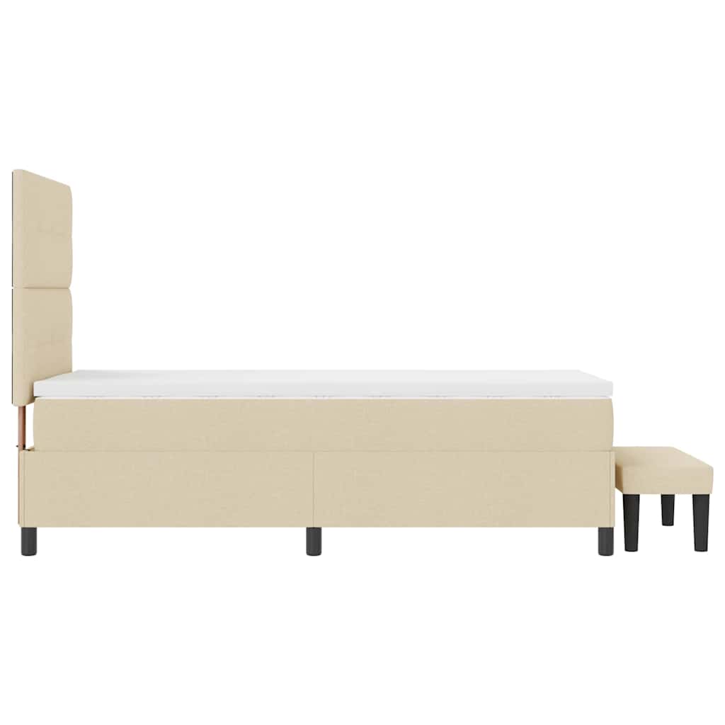 Box Spring Bed with Headboard Cream 80 x 200 cm Fabric