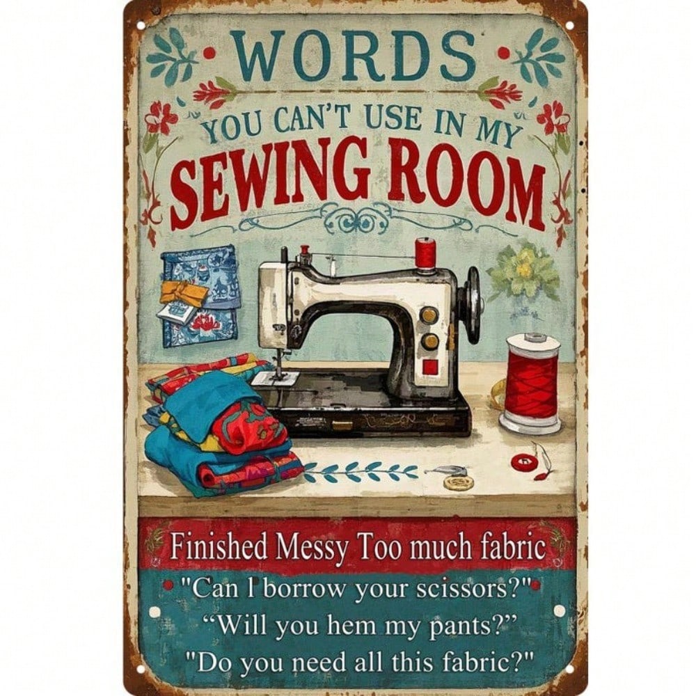 

Funny Sewing Tin Sign Metal Wall Art Vintage Home Decor 8x12 Inch Craft Room 20x30 разноцветный