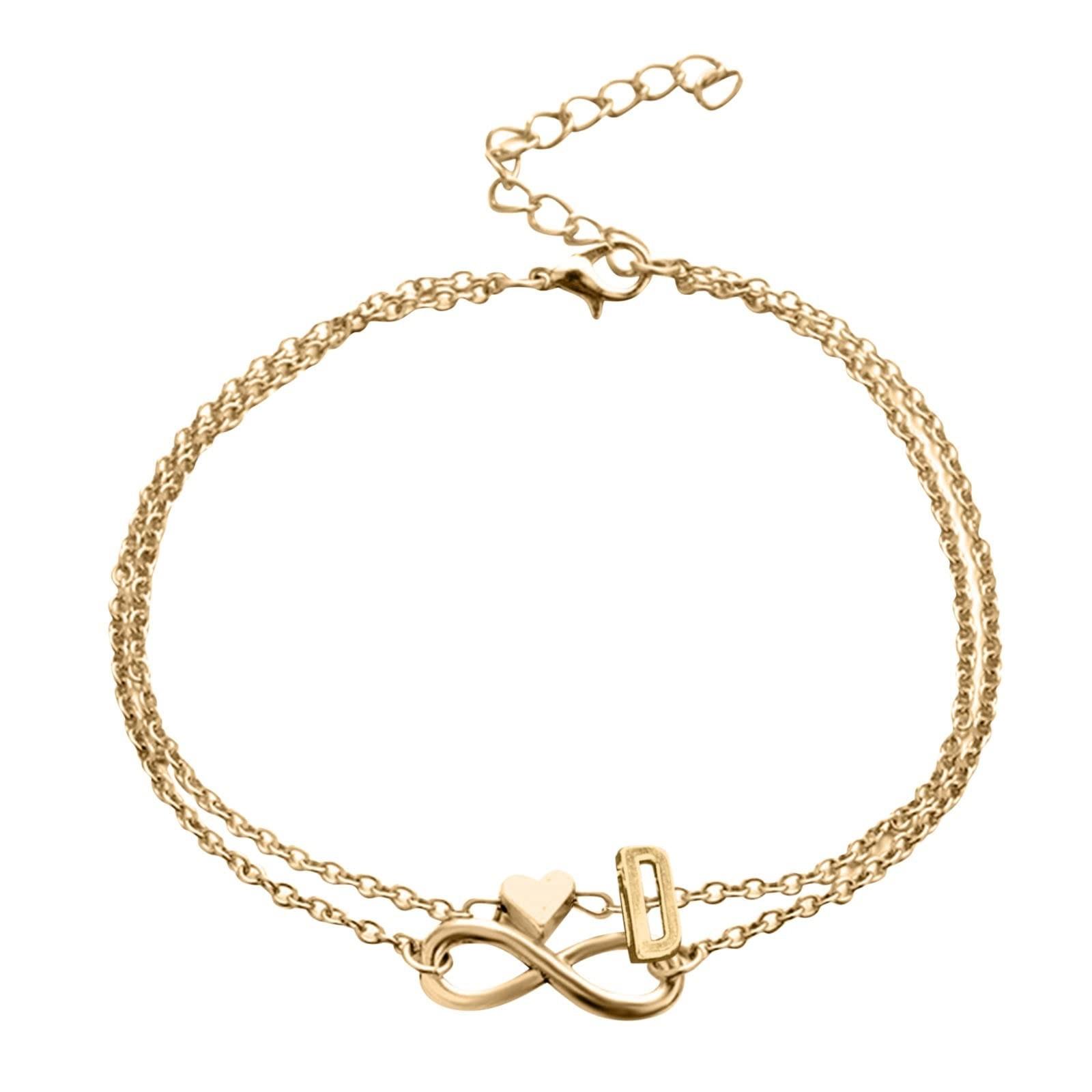 

Двойная цепочка для ног с буквами, бесконечная цепочка любви, женская цепочка для ног, летний подарок, пляжный подарок для мамы D золотой