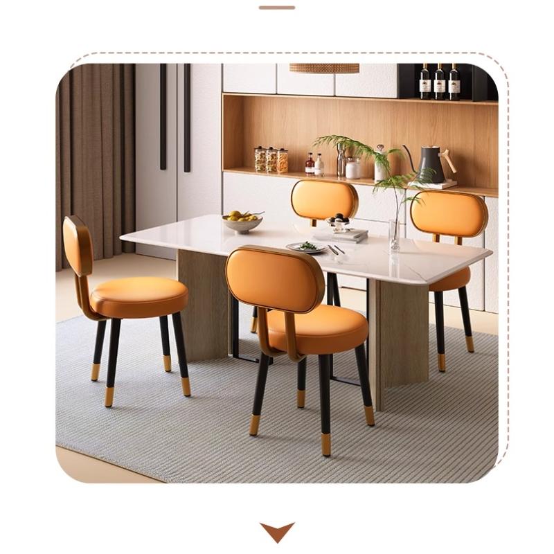 Italian Luxury Soft Upholstered Dining Chair Home High-Quality Backrest Multi-Functional Stool for Small Apartment