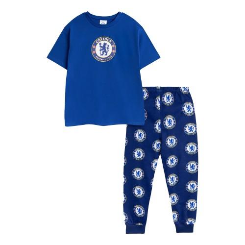 Chelsea FC Boys Crest Short-Sleeved Long Pyjama Set