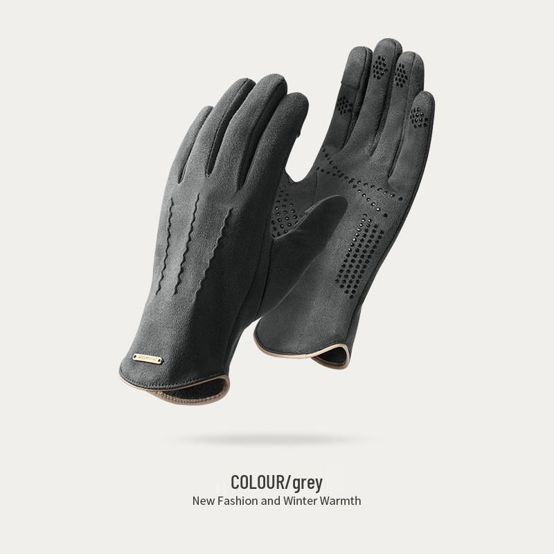 2022 Men's Winter Touchscreen Cycling Gloves - Suede, Velvet-Lined, Thickened, Non-Slip Silicone