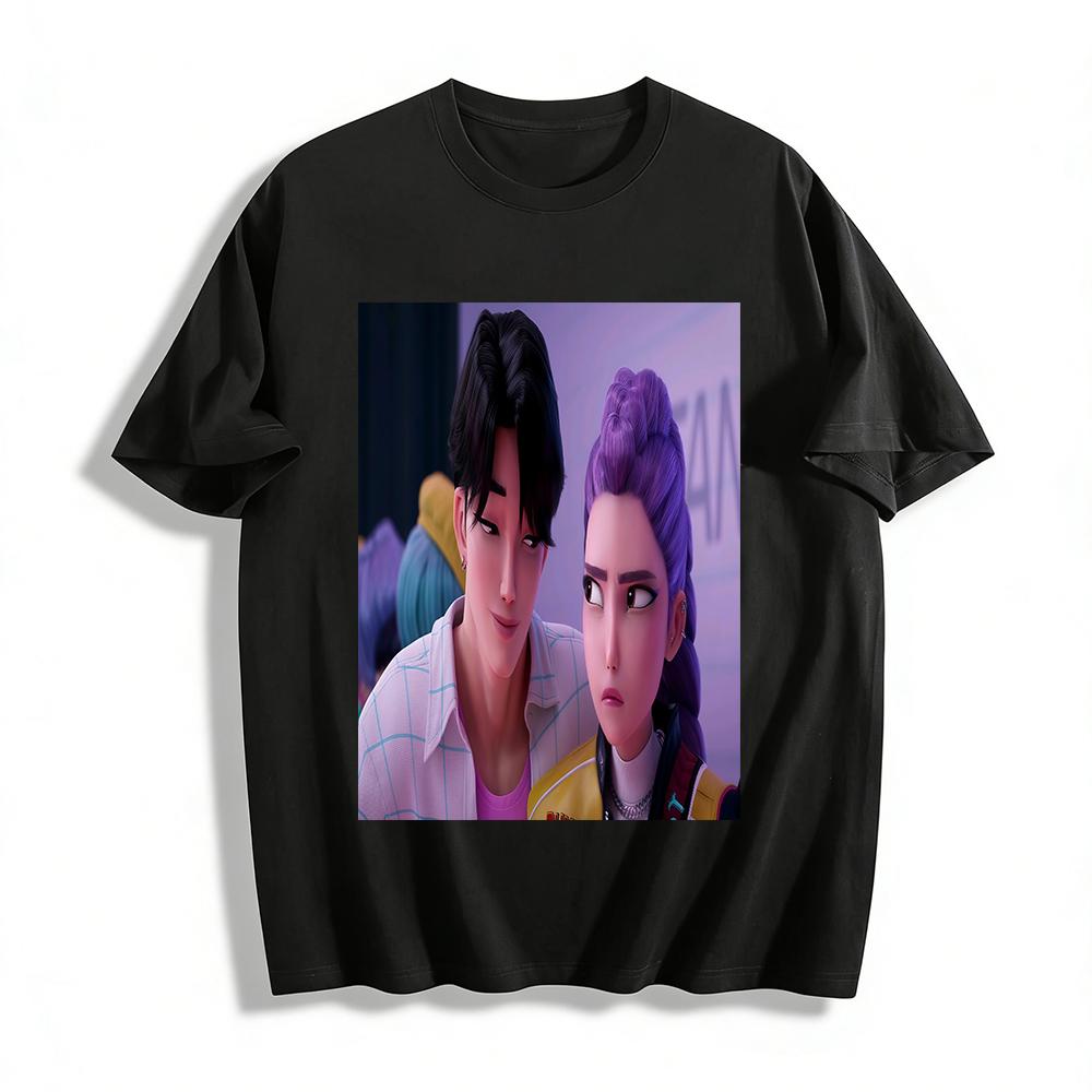 

Anime Couple Print Casual Top Unisex Loose Comfortable Daily Versatile Cartoon Pattern T-Shirt Pure cotton T-shirt 6XL