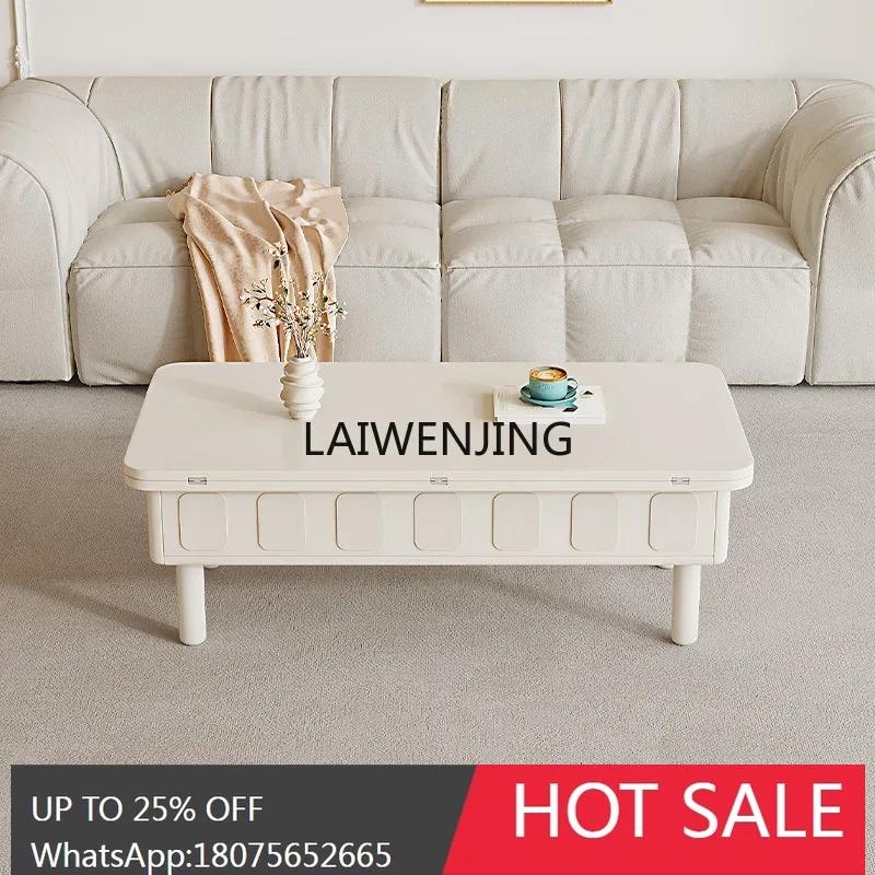 LYN cream wind coffee table TV cabinet combination multi-function lifting folding dining table desk integration