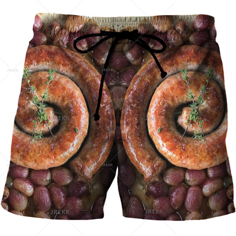 Summer 3D Food Graphic Print Shorts Fashionable Casual Beach Men's Shorts