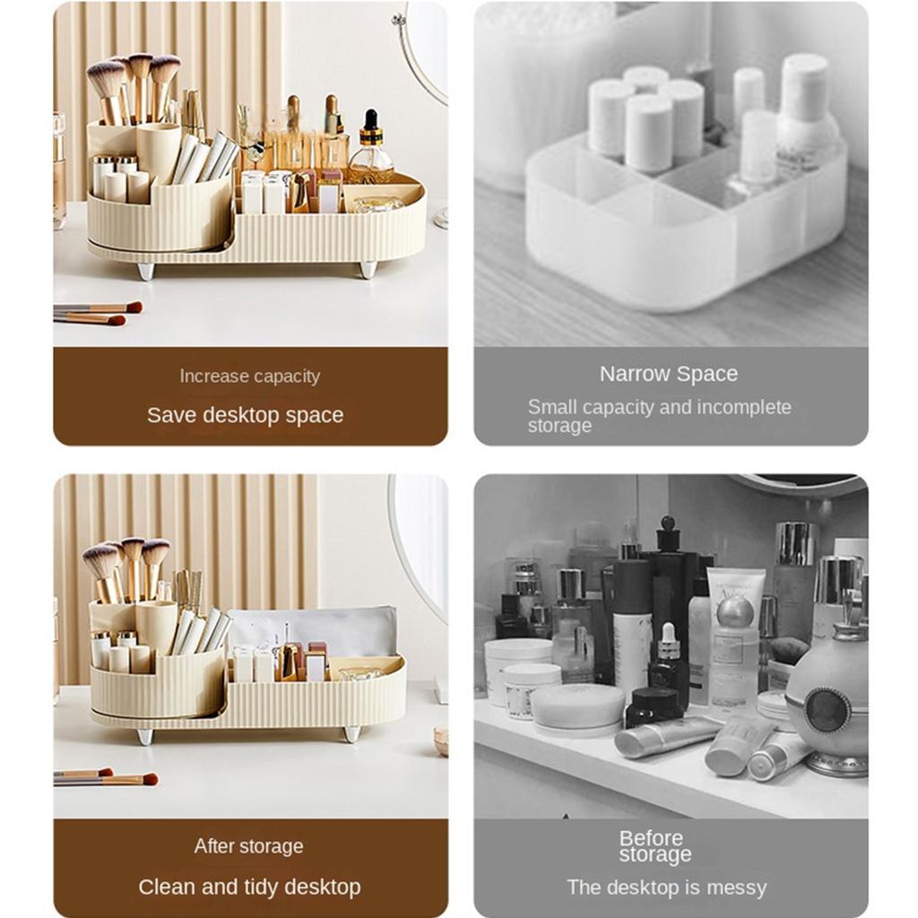 360° Drehbarer Make-up-Pinselhalter Große Kapazität Kosmetik-Aufbewahrungsständer Platzsparend Make-up Display Organizer