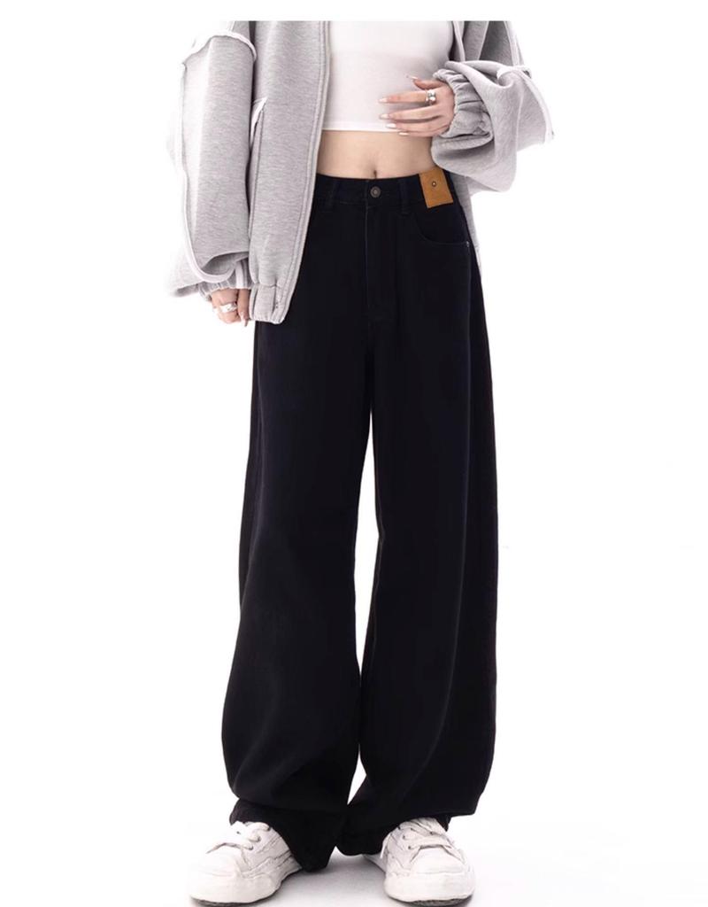 American Black Plus Size High Waist Wide Leg Jeans for Women