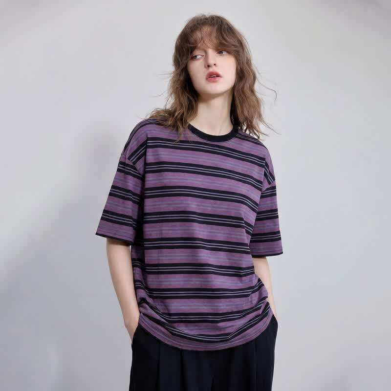 De Mana Women s Retro Striped Half-Sleeve T-Shirt XL