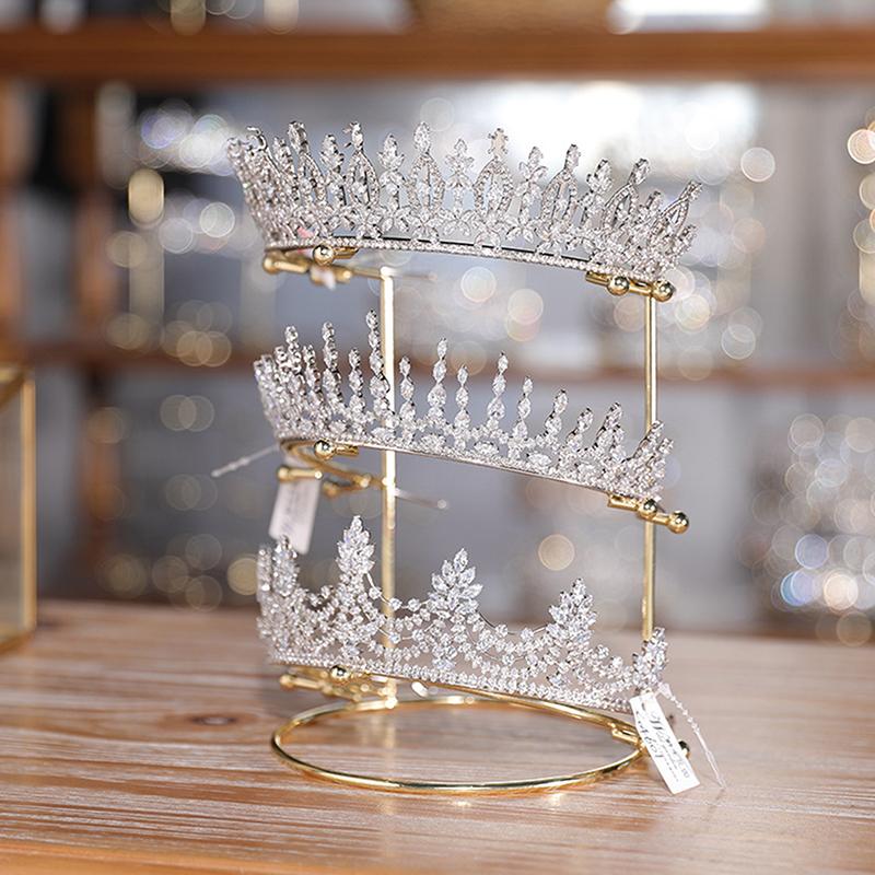 Bride Crown Bandita Suport Tiara Princess Crown Display Raft Metal Gold Bandete Organizator