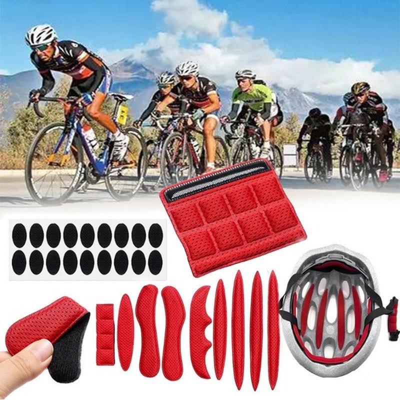 27 Pcs Universal Helmet Inner Padding Foam Pads Kit Sealed Red Sponge For Outdoor Sports Cycling Motorcycle Bicycle Accessories