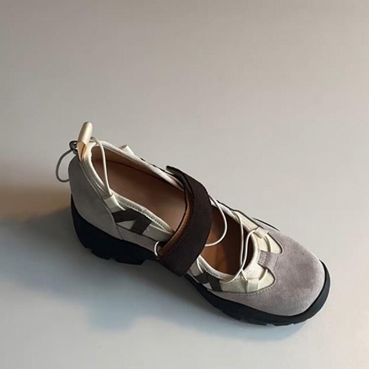 Sheepskin Version~ Genuine Leather Thick-soled Inner Height Increase of 7cm Mary Jane New Korean Version Retro Ballet Sneakers Women's Single Shoes