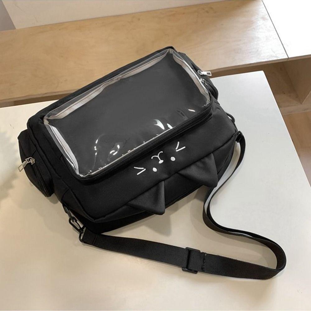 

Сумка с молнией Cat Itabag Y2K Прозрачная сумка через плечо Повседневная Мужская чёрный