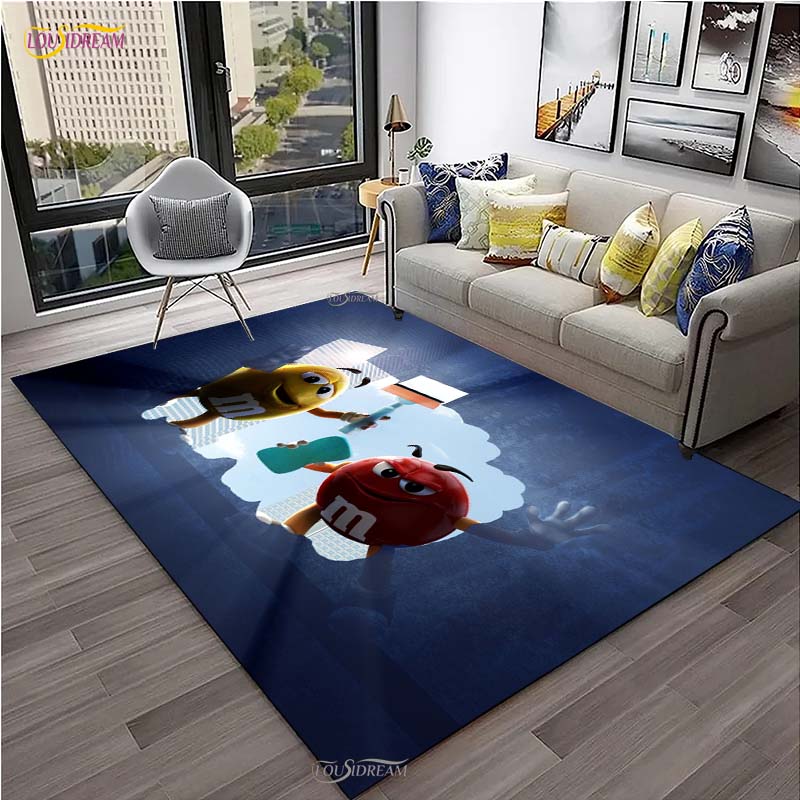 M&M Sweet Cartoon Kawaii Cute Carpet for Living Room Bedroom decor Yoga Area Rug Kitchen Unslip Floor Mat Alfombra Birthday gift