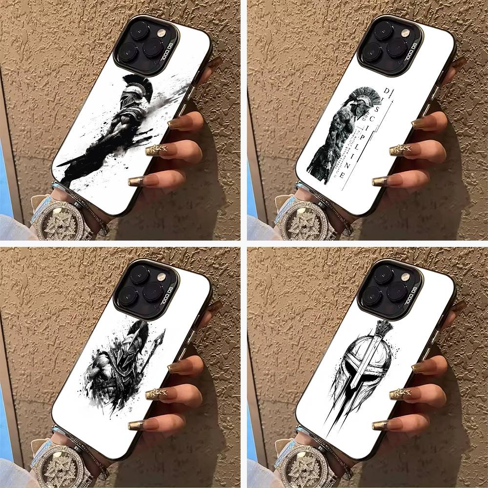 Cool S-Spartan Phone Case For iPhone 17,16,15,14,13,12,11 Plus Pro Max Colored Silver Phone Case