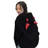 Harajuku Hoodies Mädchen Kleiner Teufel Hörner Gothic Mit Kapuze Sweatshirts Frauen Dämon Fliegen Flügel Lose Pullover Tasche Tops Streetwear