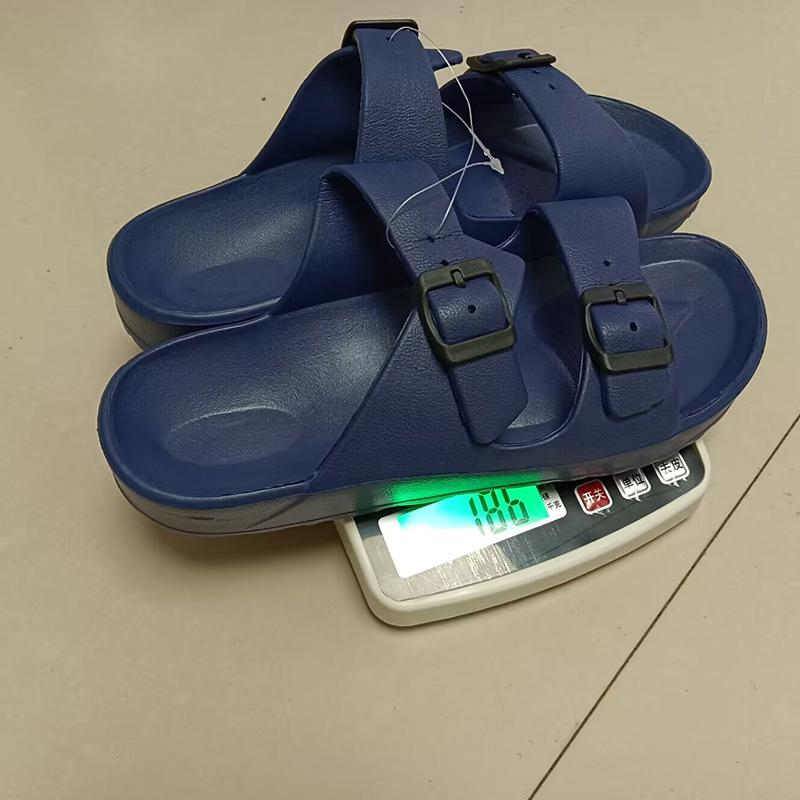 Double Buckle Adjustable EVA Sandals - Comfortable Arch Support, Waterproof, Flat Heel, Open Toe, Casual Style, Solid Color, No Printing