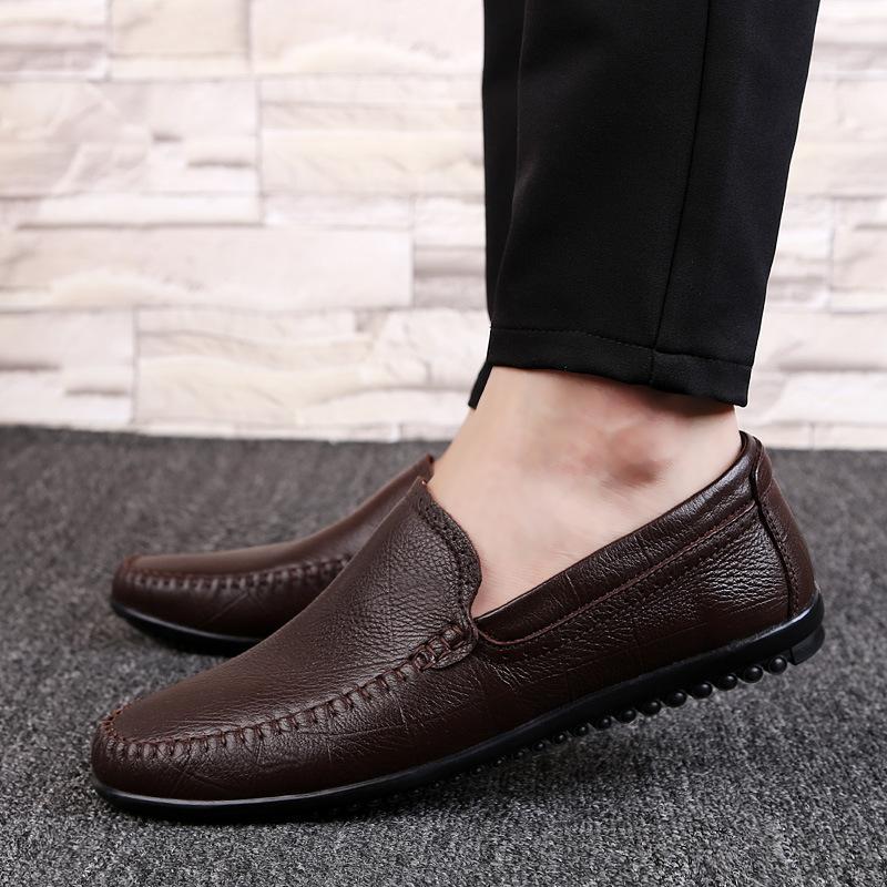 Men's shoes 2025 summer new fashion daily out one pedal simple lightweight lazy leather wear-resistant casual shoes