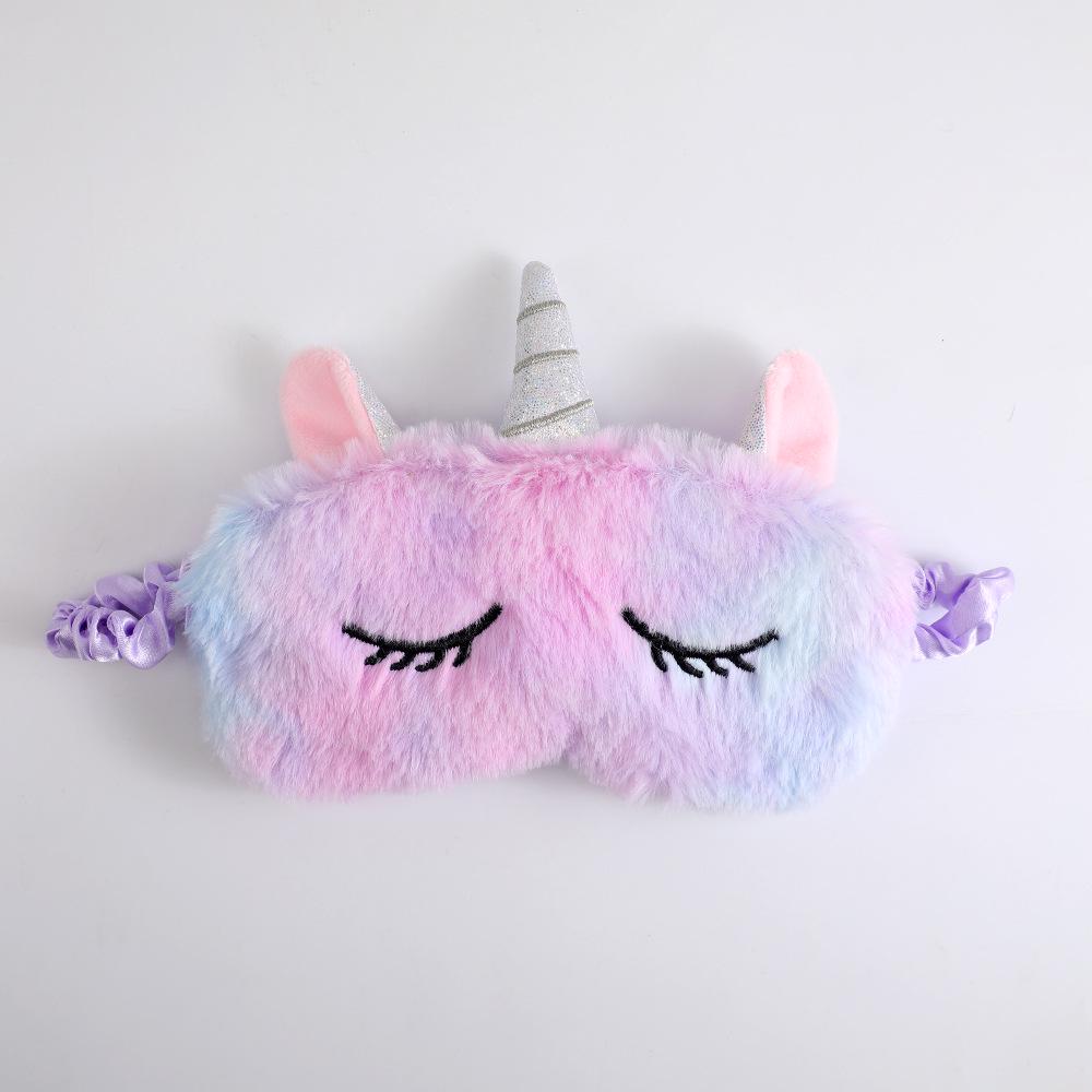 Gradient Plush Unicorn Sleep Mask - Cute, Colorful, Light-Blocking Eye Protector