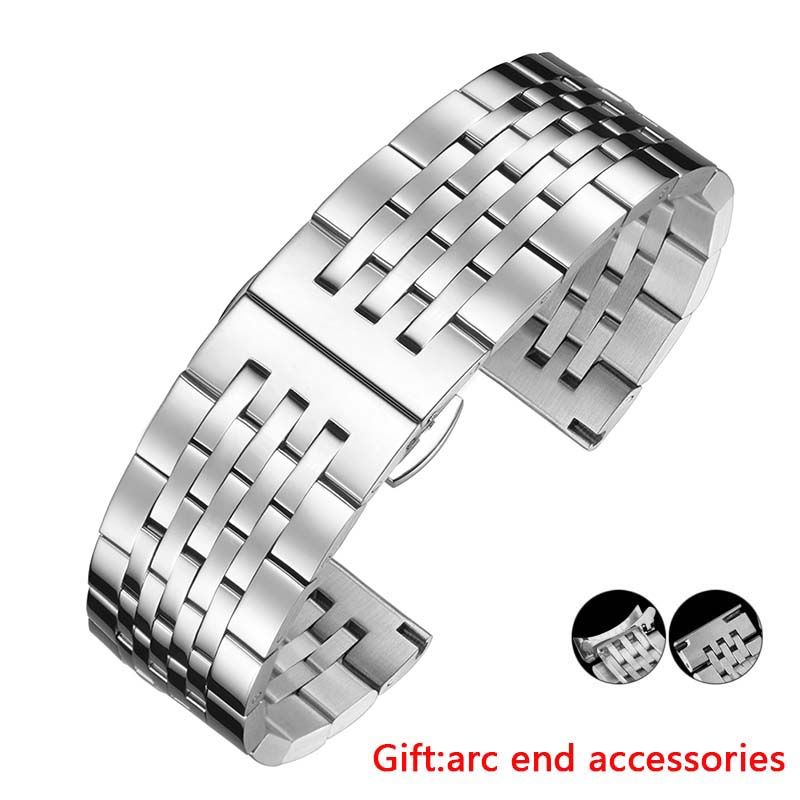 Gebogenes Ende Edelstahl-Uhrenarmband für Casio Tissot seiko Uhrenarmbänder 12 13 14 15 16 17 18 19 20 21 22mm Metallarmband