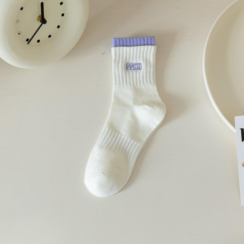 Damen Herbst und Winter Neue Buchstaben Doppelmaul Atmungsaktive Bewegungs-Tube Baumwollsocken