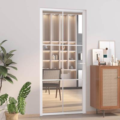 Vidaxl Interior Door, 93X201.5 Cm, White, ESG Glass and Aluminum
