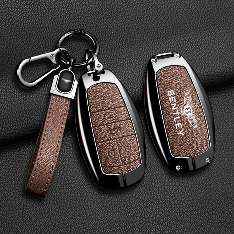 Zine Alloy Car Key Case Cover Shell Holder For Bentley Flying Spur Continental GT Bentayga Mulsanne Protector Remote Accessories HL1