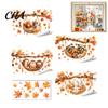 Pumpkin Window Art 2Pcs Fall Maple Leaves Animals Static Stickers, Autumn Squirrel/Hedgehog/Rabbit/Raccoon Glass Decorative Party Supplies PVC