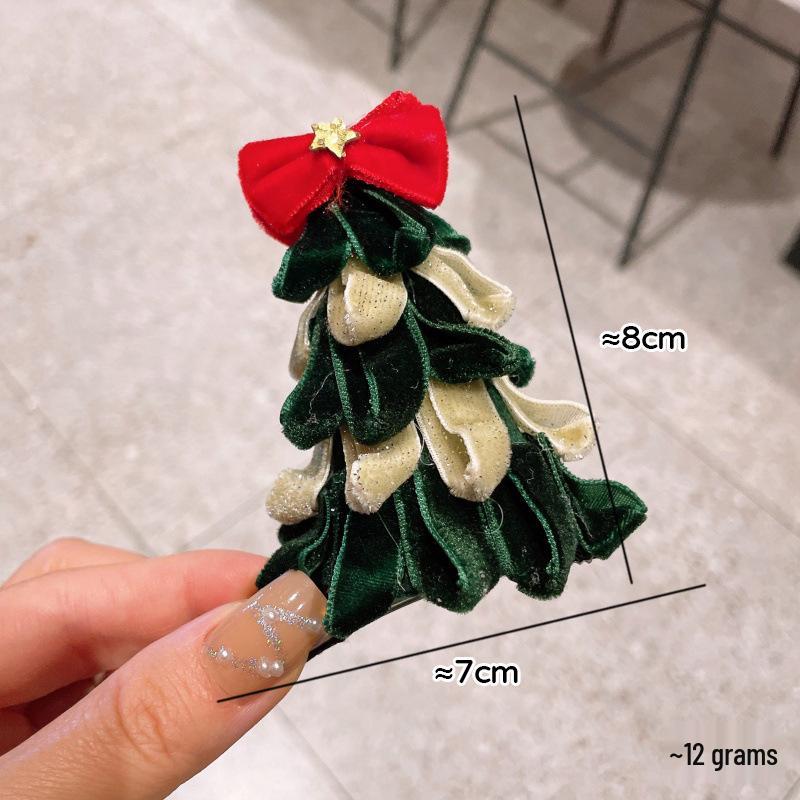 Children s Christmas Headband with Plush Bow and Cute Tree Hair Clip