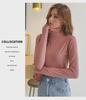 Women's Black Milk Silk Long Sleeve Half Turtleneck T-Shirt with Plus Velvet, All-Season, 2025 New Style